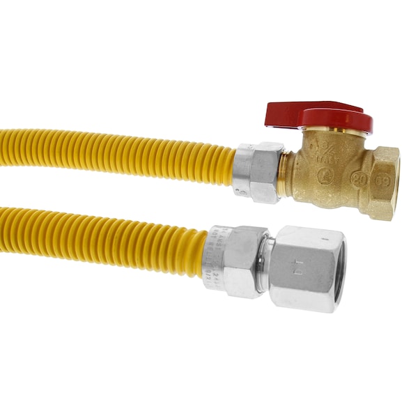 Jones Stephens 5/8" OD (1/2" ID) Gas Connector, 3/4" FIP x 3/4" FIP Ball Valve x 24" G71216 - main